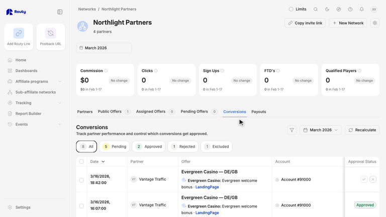 Approve partner conversions