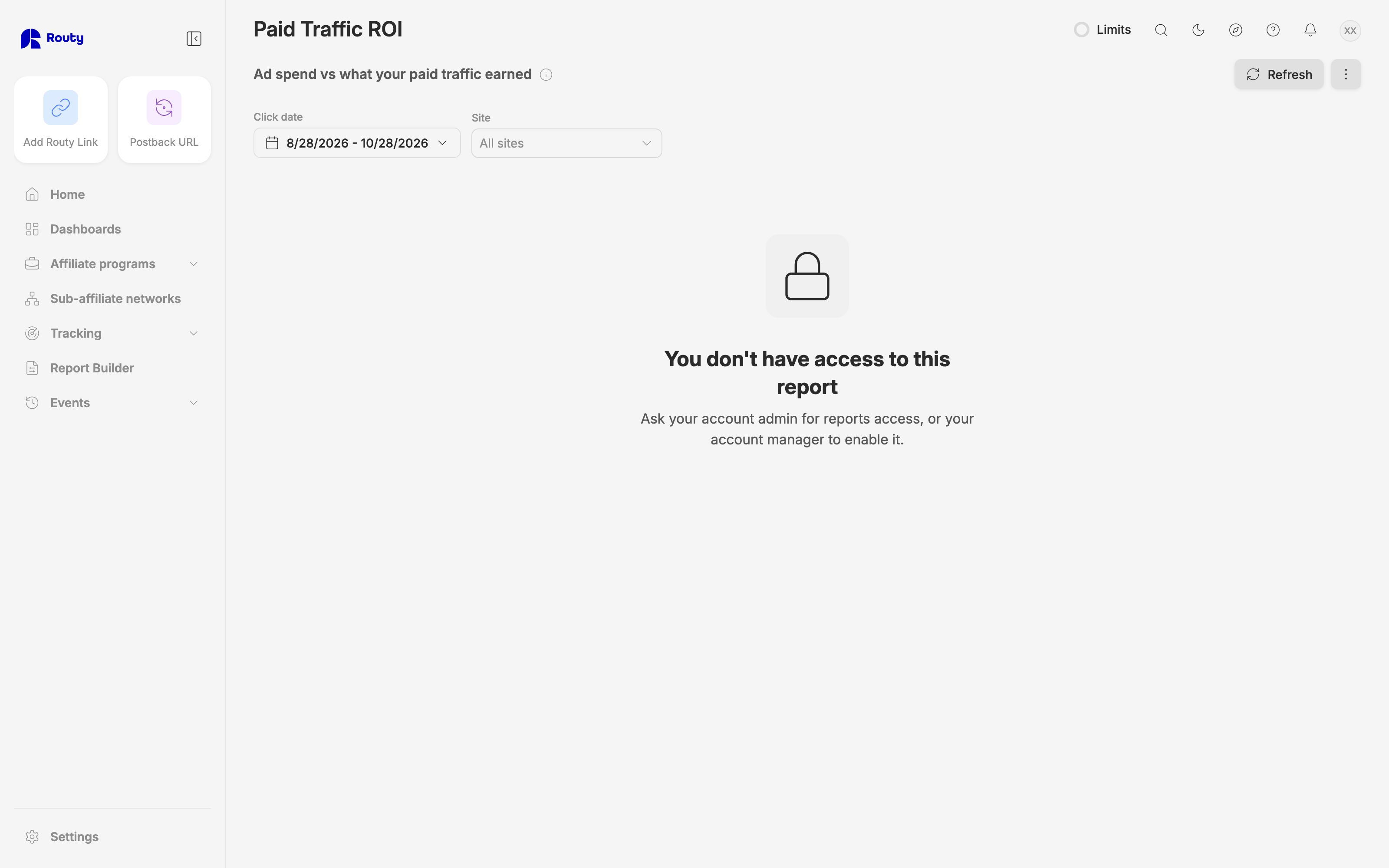 What a team member without reports access sees